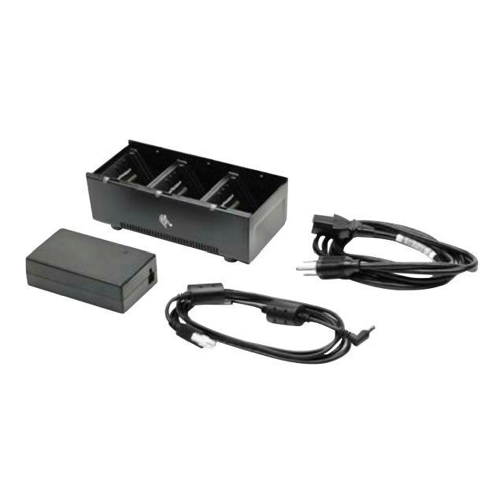 Zebra 3-slot battery charger, power cord | 3-Fach Akkuladestation, Netzkabel ZQ6, ZQ5, QLn