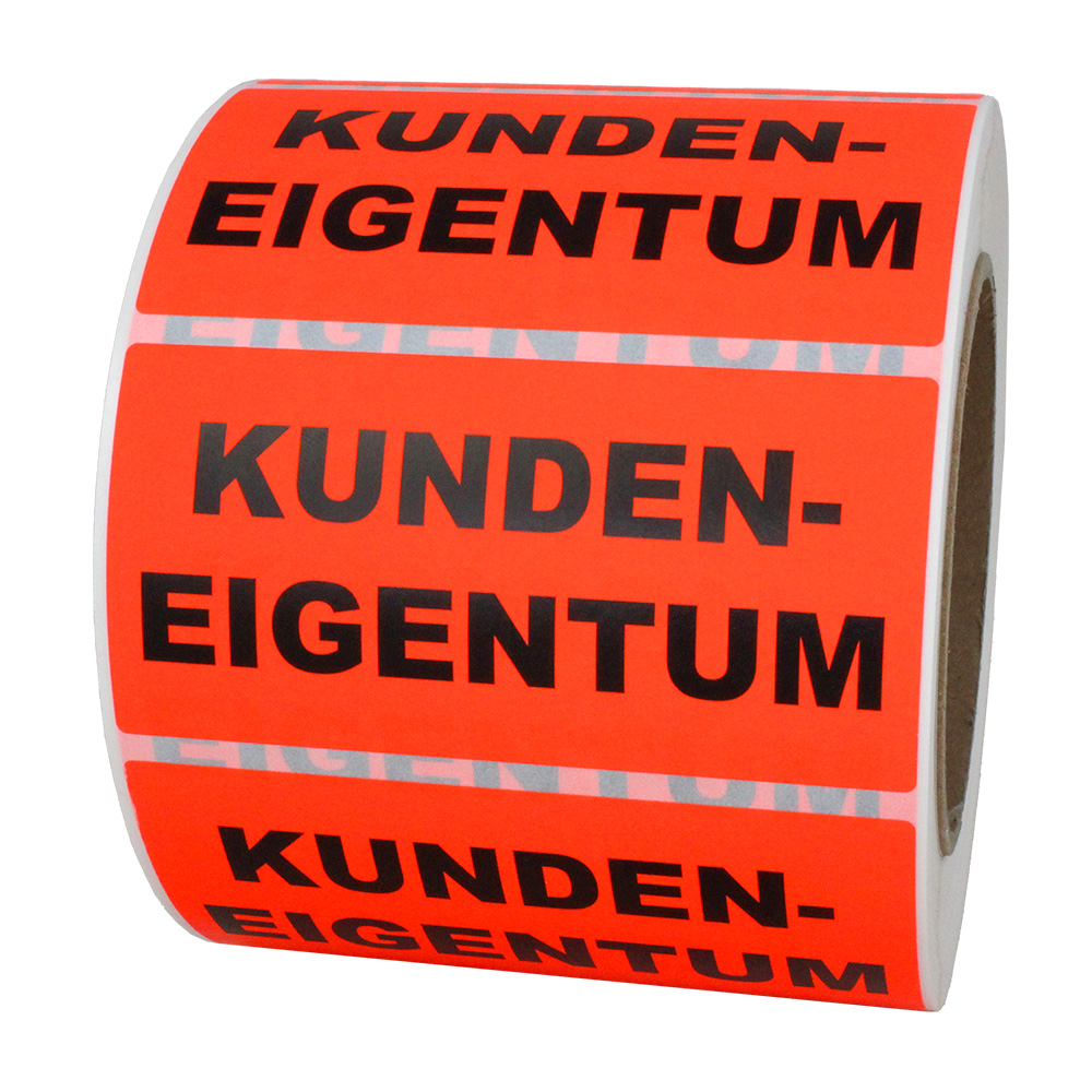Hinweisetiketten "Kundeneigentum", leucht-rot, perm., 100x50 mm, 1 Rolle à 1.000 Etiketten
