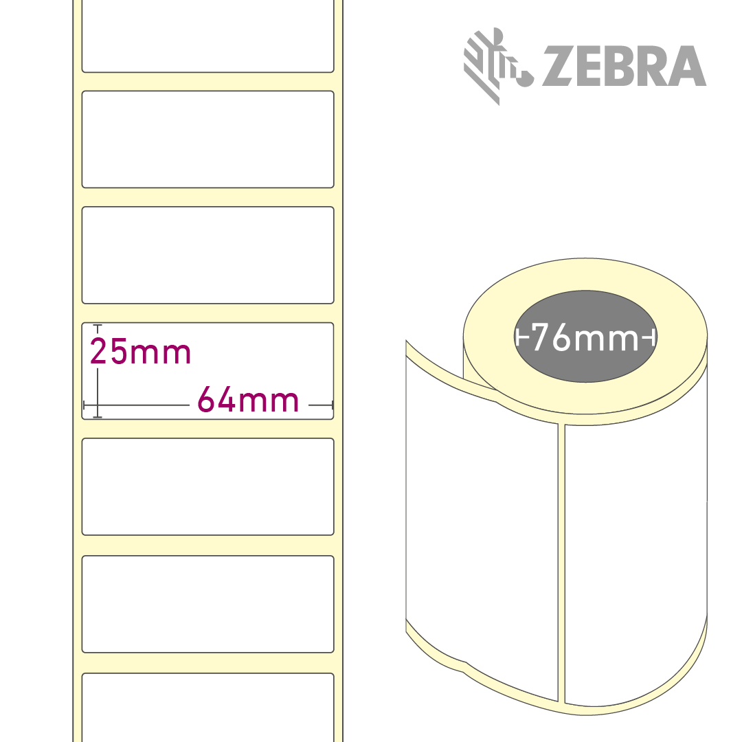 Z-Select 2000T 64 x 25 mm, 1 Rolle à 5.180 Etiketten