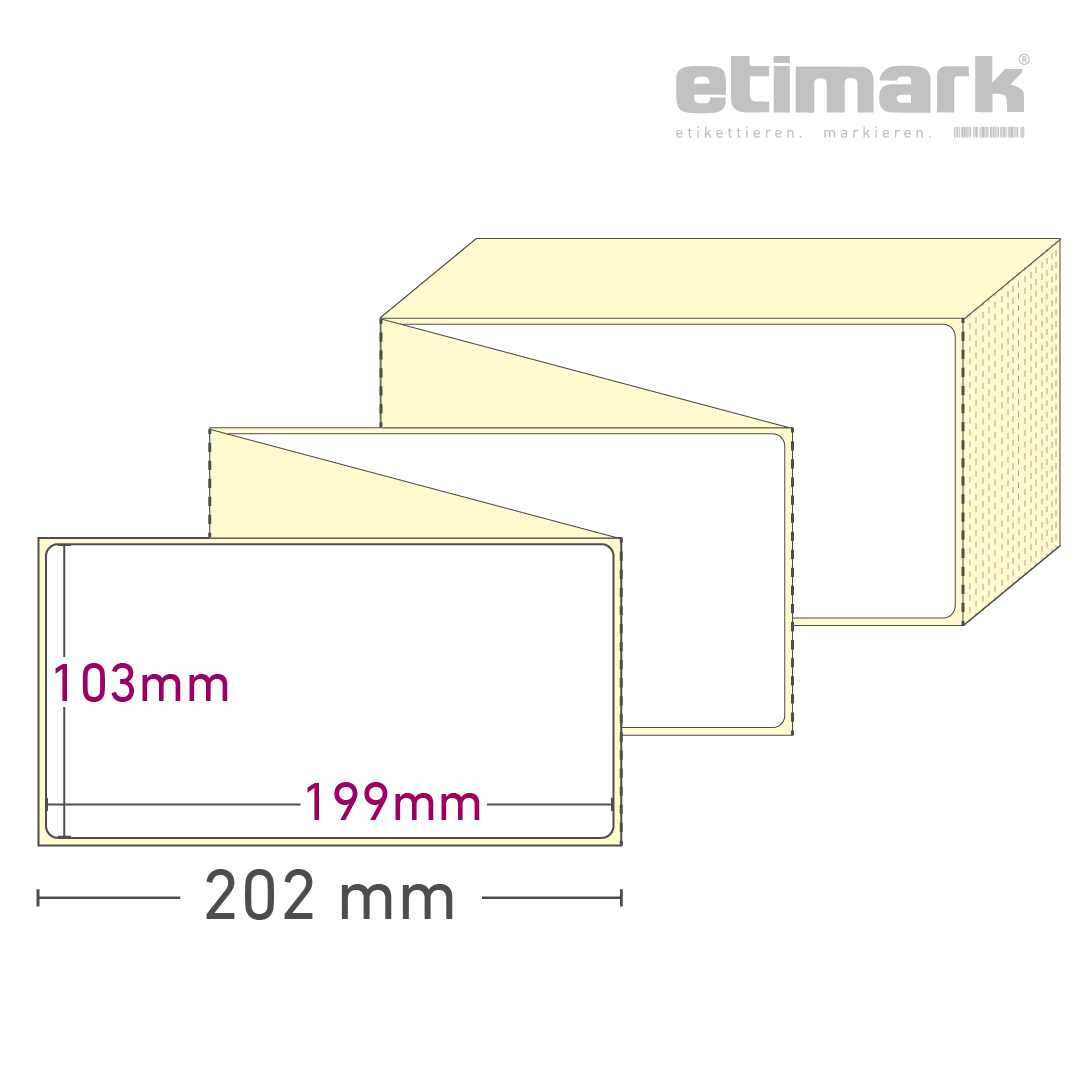 Thermodirekt Etiketten Papier, 103 x 199 mm, Leporello gefalzt, 1 Stapel à 1.000 Etiketten