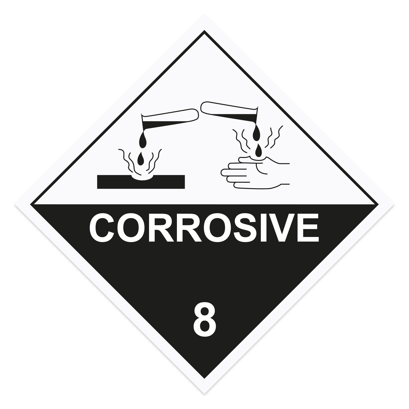 Gefahrgutetiketten Klasse 8 "Ätzende Stoffe Stoffe | Corrosive"
